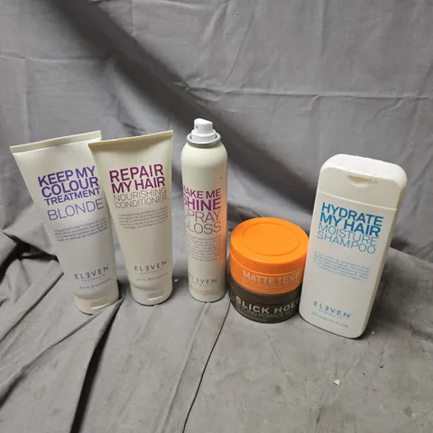 APPROXIMATELY 19 ASSORTED ELEVEN BRANDED COSMETICS ITEMS TO INCLUDE NOURISHING CONDITIONER, COLOUR TREATMENT, MATTE TEXTURE PASTE, ETC - COLLECTION ONLY