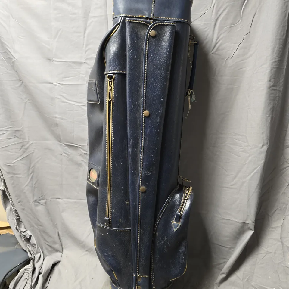 GREBAN NAVY LEATHER GOLF BAG WITH CLUB DIVIDERS