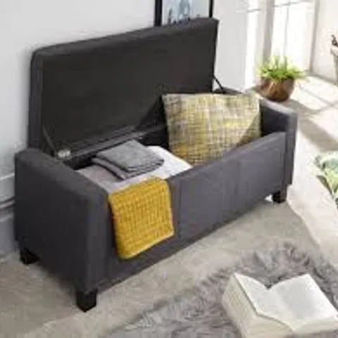 BOXED GFW VERONA CHARCOAL GREY OTTOMAN STORAGE BENCH (1 BOX)