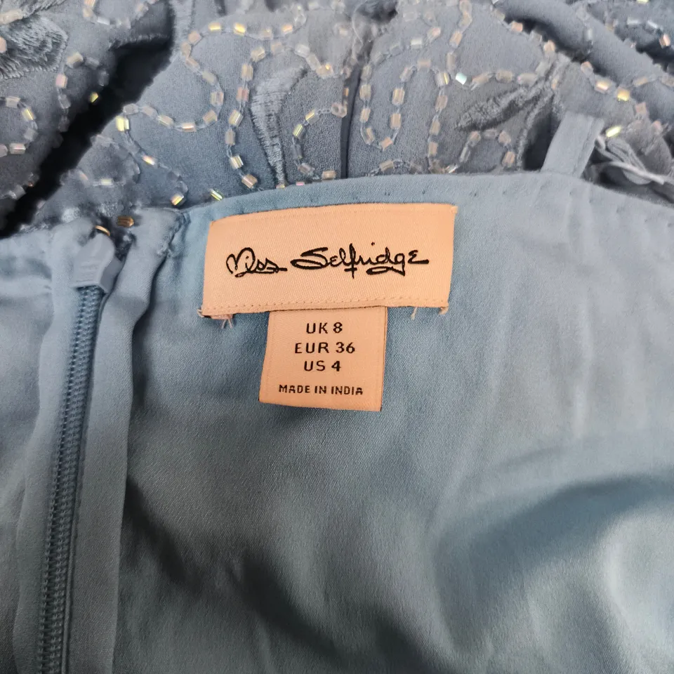 MISS SELFRIDGE WOMEN’S BLUE SEQUIN EMBELLISHED JUMP SUIT – UK 8