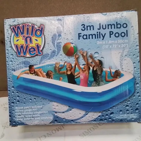 BRAND NEW WILD'N'WET 3M JUMBO FAMILY SWIMMING POOL