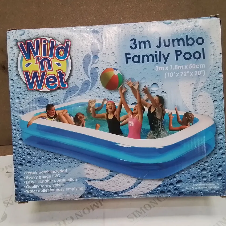 BRAND NEW WILD'N'WET 3M JUMBO FAMILY SWIMMING POOL