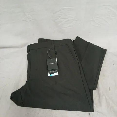 MANGO PERFORMANCE STRETCH FABRIC SLIM-FIT TROUSERS WITH DRAWSTRING IN BLACK SIZE UK 32