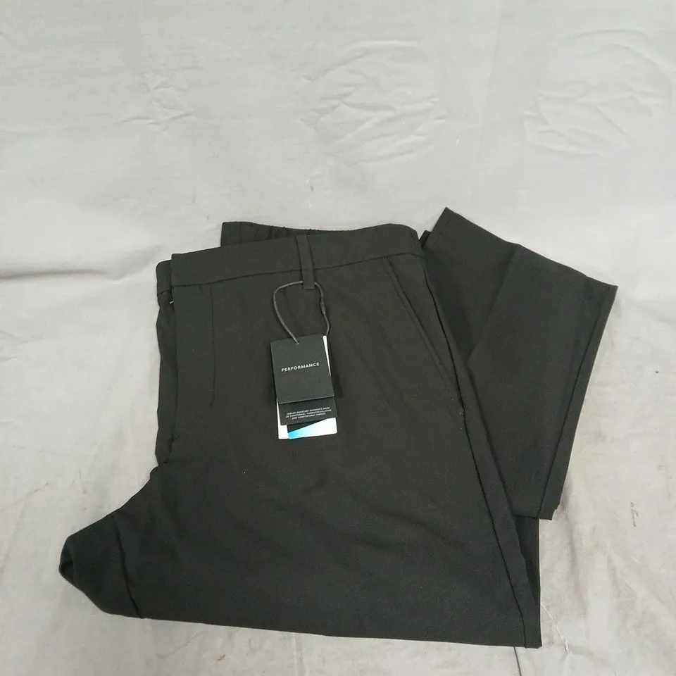 MANGO PERFORMANCE STRETCH FABRIC SLIM-FIT TROUSERS WITH DRAWSTRING IN BLACK SIZE UK 32