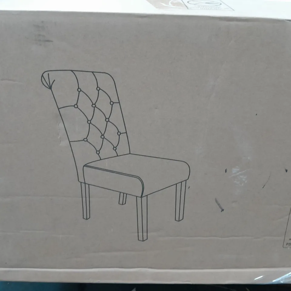 PAIR OF VELVET SCROLL BACK DINING CHAIRS IN BLACK - COLLECTION ONLY