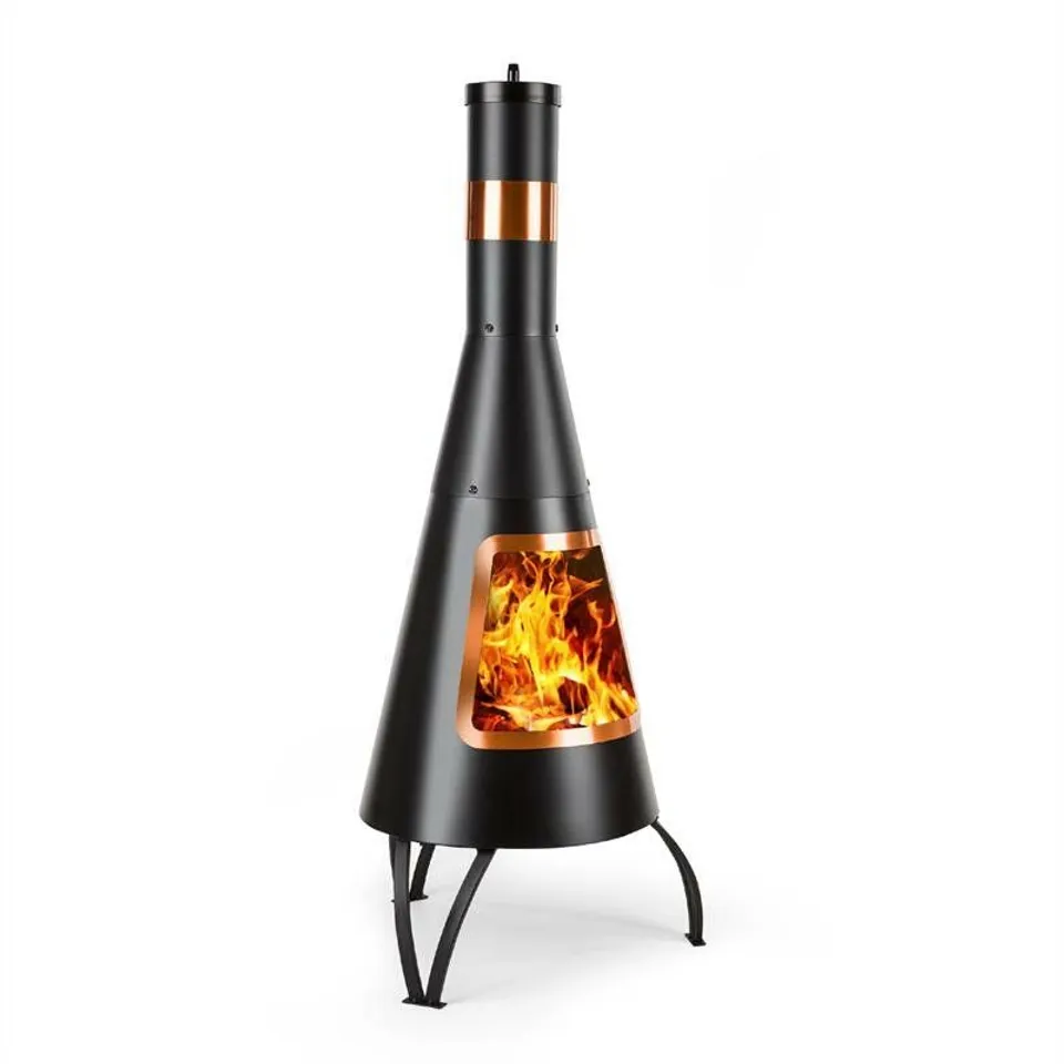 BOXED VOLANTIS CUPRIC STEEL CHARCOAL/WOOD BURNING FIREPLACE