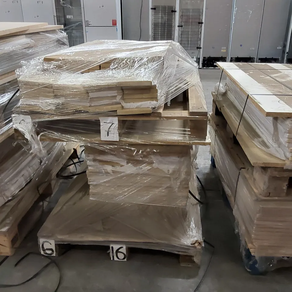 PALLET OF APPROXIMATELY 70 BRAND NEW CANTERBURY LISSA OAK KITCHENS/BEDROOM REPLACEMENT CABINET DOOR/DRAWER/END PANELS IN ASSORTED SIZES TO INCLUDE;