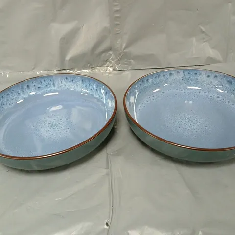 2 BLUE REACTIVE GLAZE SERVING BOWLS - COLLECTION ONLY