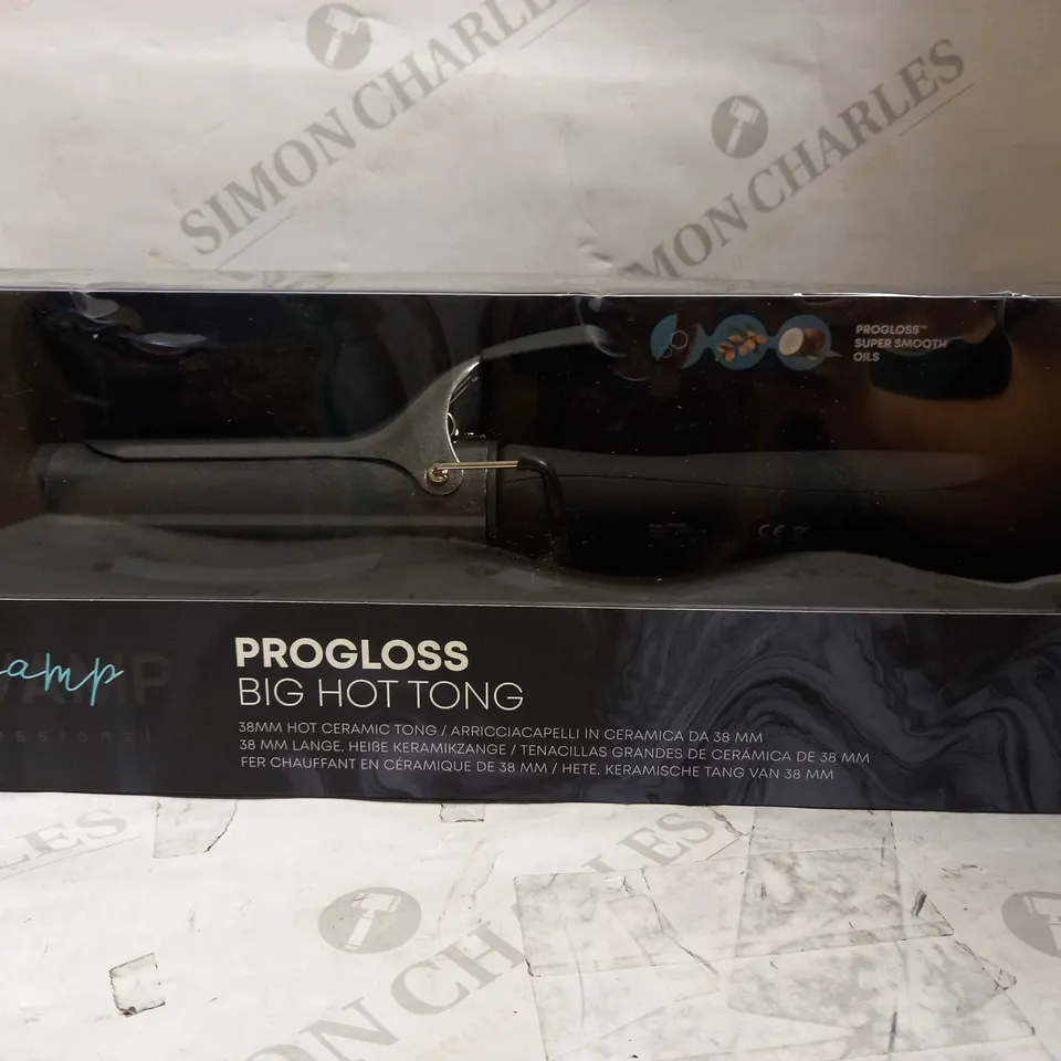 BOXED REVAMP PROFESSIONAL PROGLOSS BIG HOT TONG 38MM CERAMIC CURLING TONG