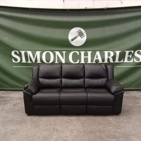 ALBION LUXURY FAUX LEATHER HIGH BACK 3 SEATER SOFA - BLACK