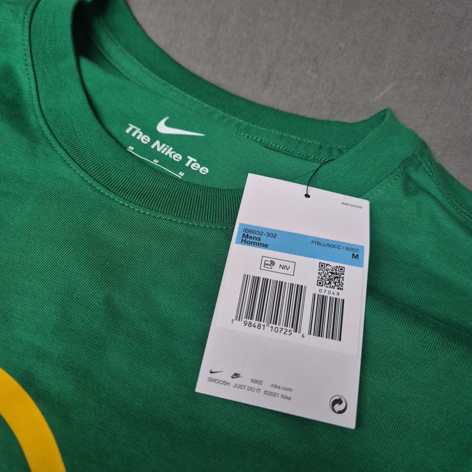 NIKE THE TEE MEN'S T-SHIRT – GREEN WITH YELLOW 90 GRAPHIC (UK M)