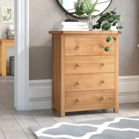 BOXED POMPEY 70CM W 4 - DRAWER CHEST OF DRAWERS - ANTIQUE WAX