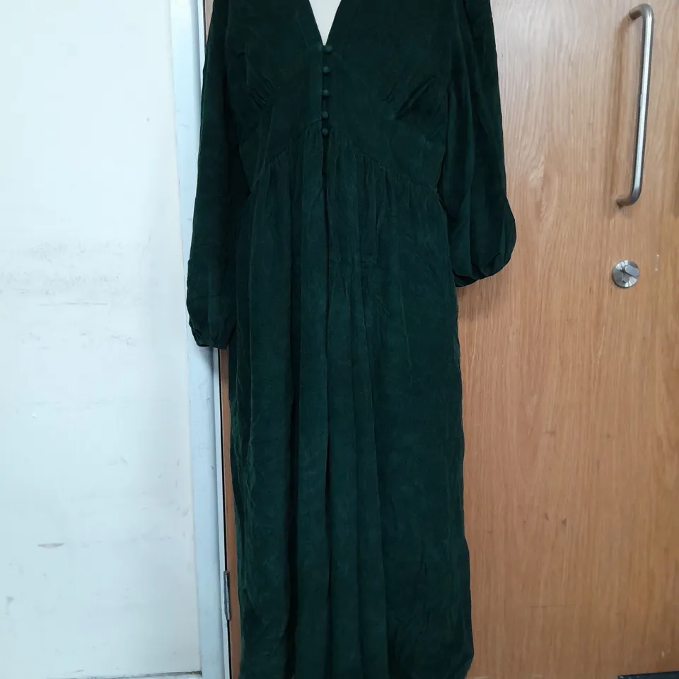 NOBODYS CHILD STARLIGHT LONG SLEEVE MIDAXI DRESS IN DENIM/TWILL GREEN - UK 18