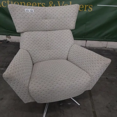 QUALITY BRITISH DESIGNER LOUNGE Co JACOB SWIVEL CHAIR DIAMOND IVORY FABRIC 