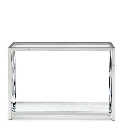 CHRISTIE GLASS AND CHROME CONSOLE TABLE - COLLECTION ONLY