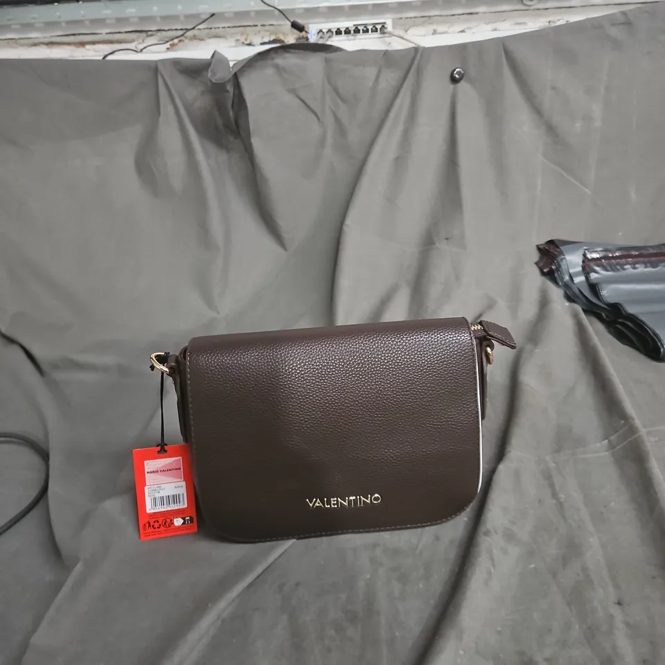 Valentino Brown Pebbled Leather Crossbody Bag