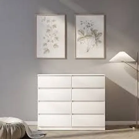 BOXED MALVERN 8 DRAWER CHEST - WHITE (2 BOXES)