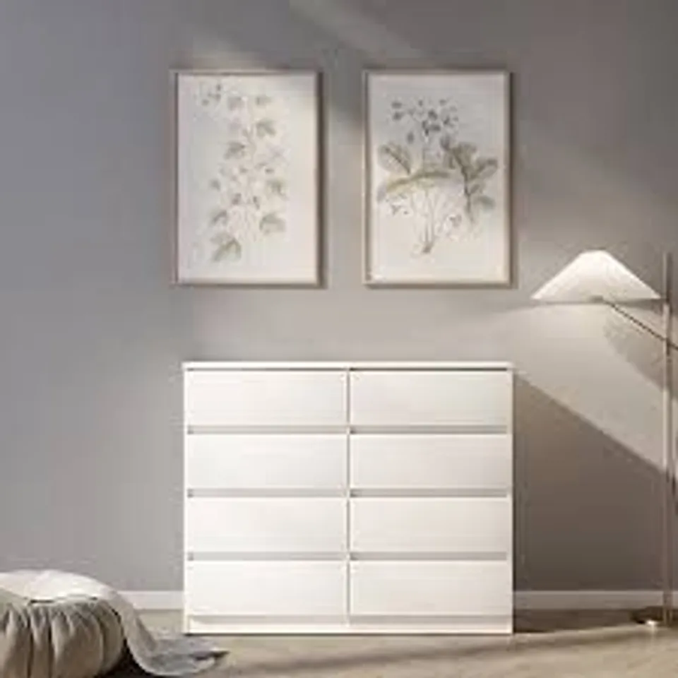 BOXED MALVERN 8 DRAWER CHEST - WHITE (2 BOXES)