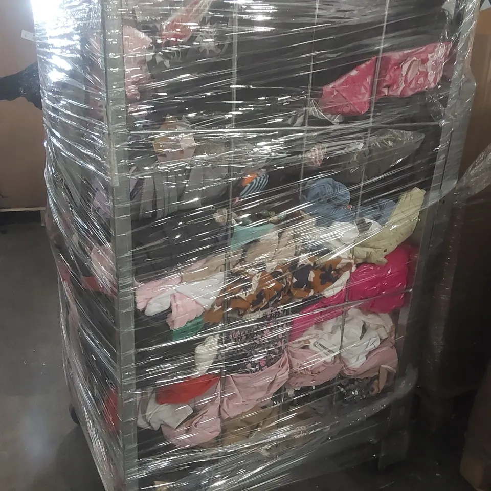 CAGE CONTAINING A VERY LARGE QUANTITY OF ASSORTED CLOTHING ECT // CAGE NOT INCLUDED