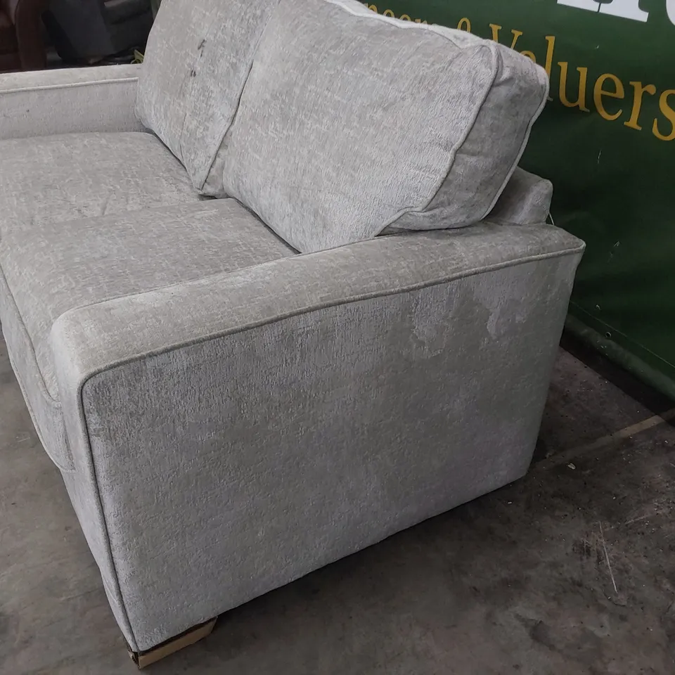 DESIGNER TWO SEATER SOFA SILVER FABRIC 