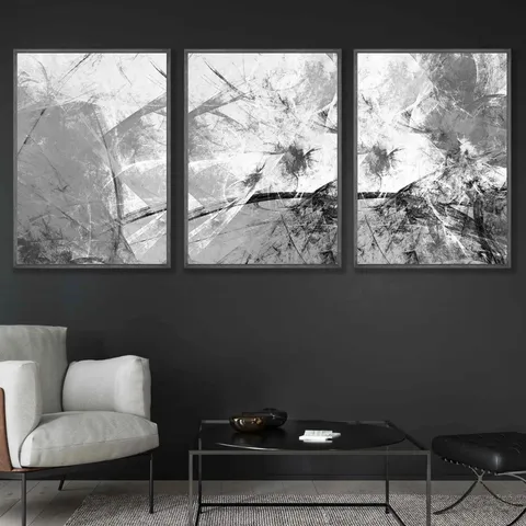 BOXED FRACTURED MOONLIGHT- 3 PIECE SINGLE PICTURE FRAME PRINT SET (1 BOX)