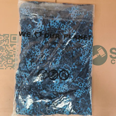 ROMAN BLUE ANIMAL PRINT MOCK WRAP MIDI DRESS SIZE 14