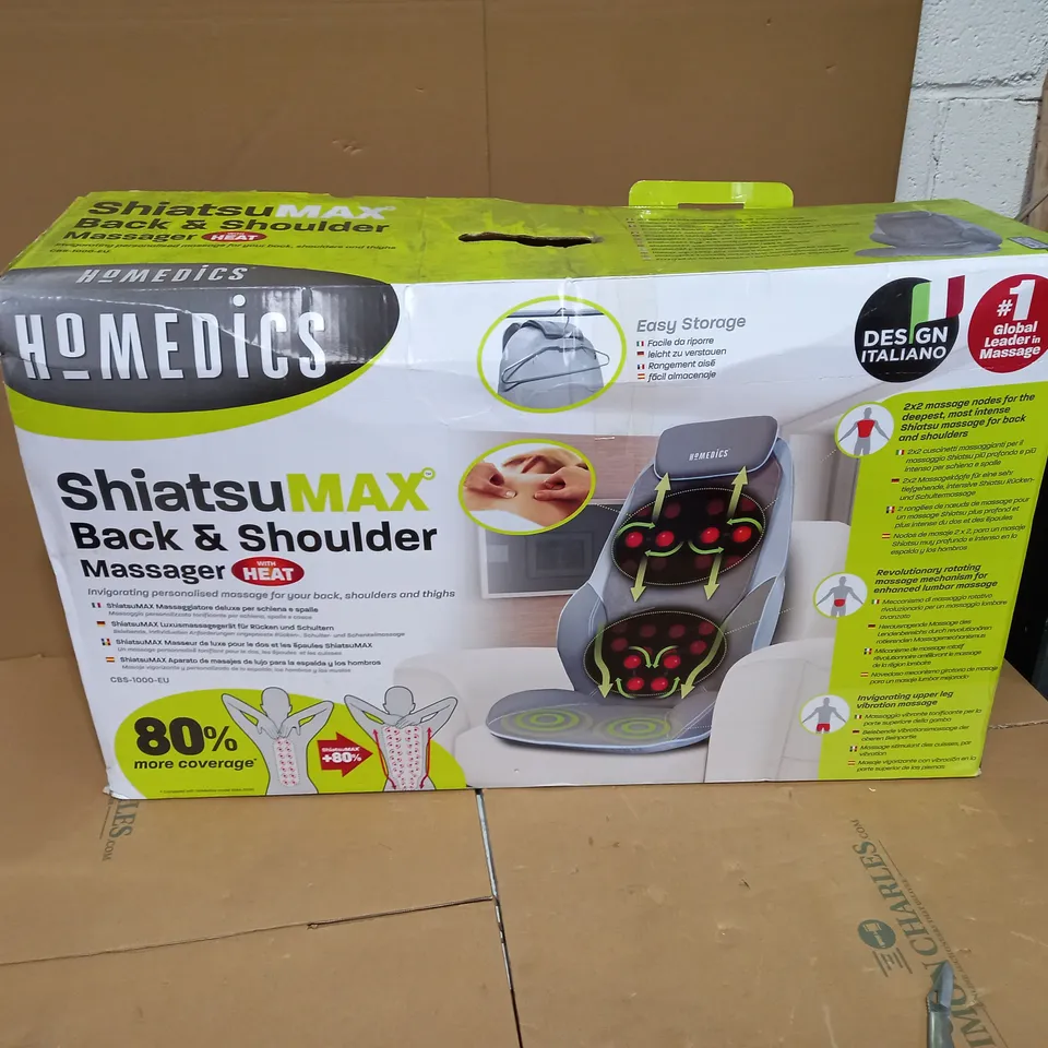BOXED HOMEDICS MAX SHIATSU MASSAGE CHAIR BACK AND SHOULDER MASSAGER CBS-1000-EU