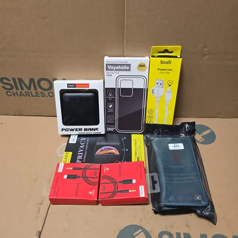 APPROXIMATELY 15 ASSORTED MOBILE PHONE ACCESSORIES TO INCLUDE POWER BANKS, BUDI FASTCABLE, SCREEN PROTECTORS, ETC