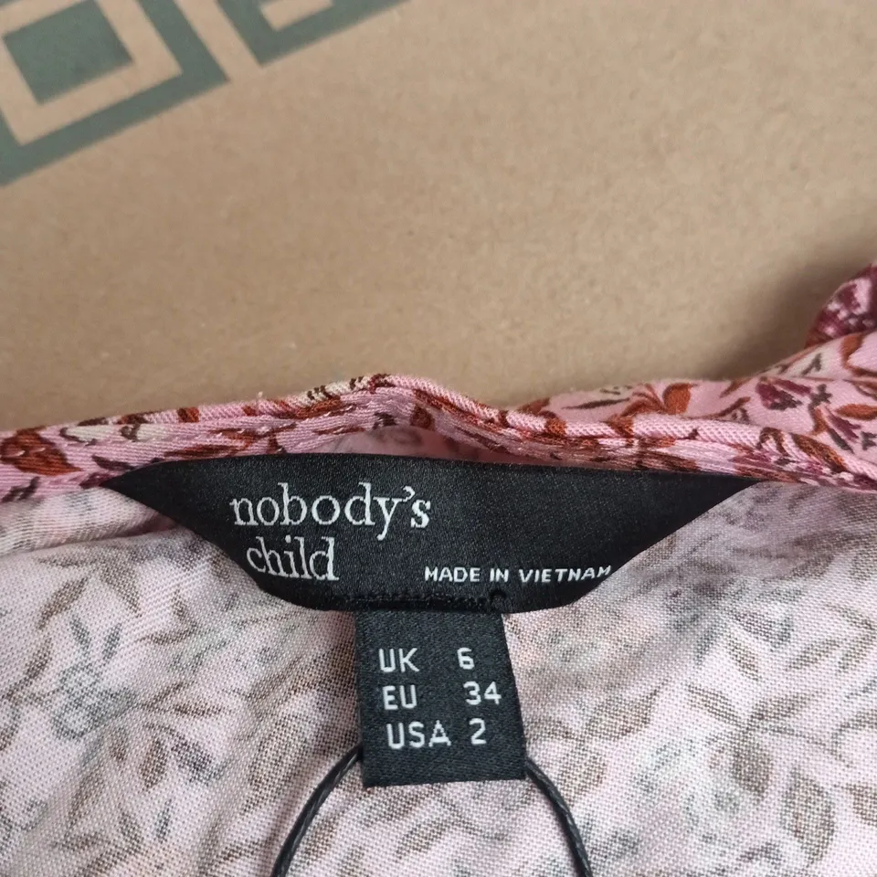 NOBODY'S CHILD ATLAS MIDI DRESS – PINK FLORAL, UK 6 (EU 34, US 2)