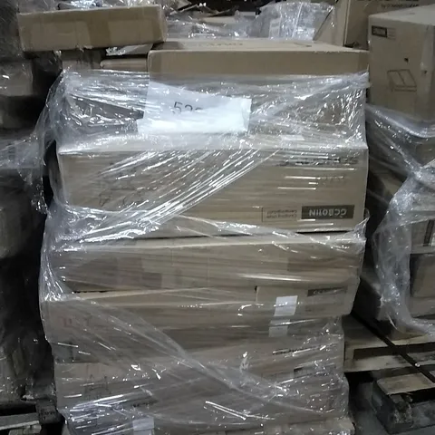 PALLET OF HOUSEHOLD ITEMS TO INCLUDE CAMPING CHAIRS, PATIO UMBRELLA,  PLASTIC CABINET, OUTDOOR FREESTANDING TALL ELECTRIC PATIO HEATERS AND OTHER ASSORTED ITEMS...