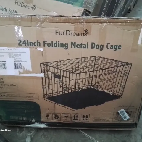 BOXED 24INCH FOLDING METAL DOG CAGE