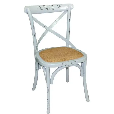 BOXED BOLERO BLUE WOODEN DINING CHAIRS WITH BACKREST (PACK OF 2)