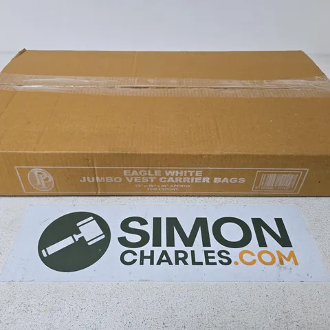 EAGLE WHITE JUMBO VEST CARRIER BAGS – BULK BOX, 13IN X 18IN X 24IN 