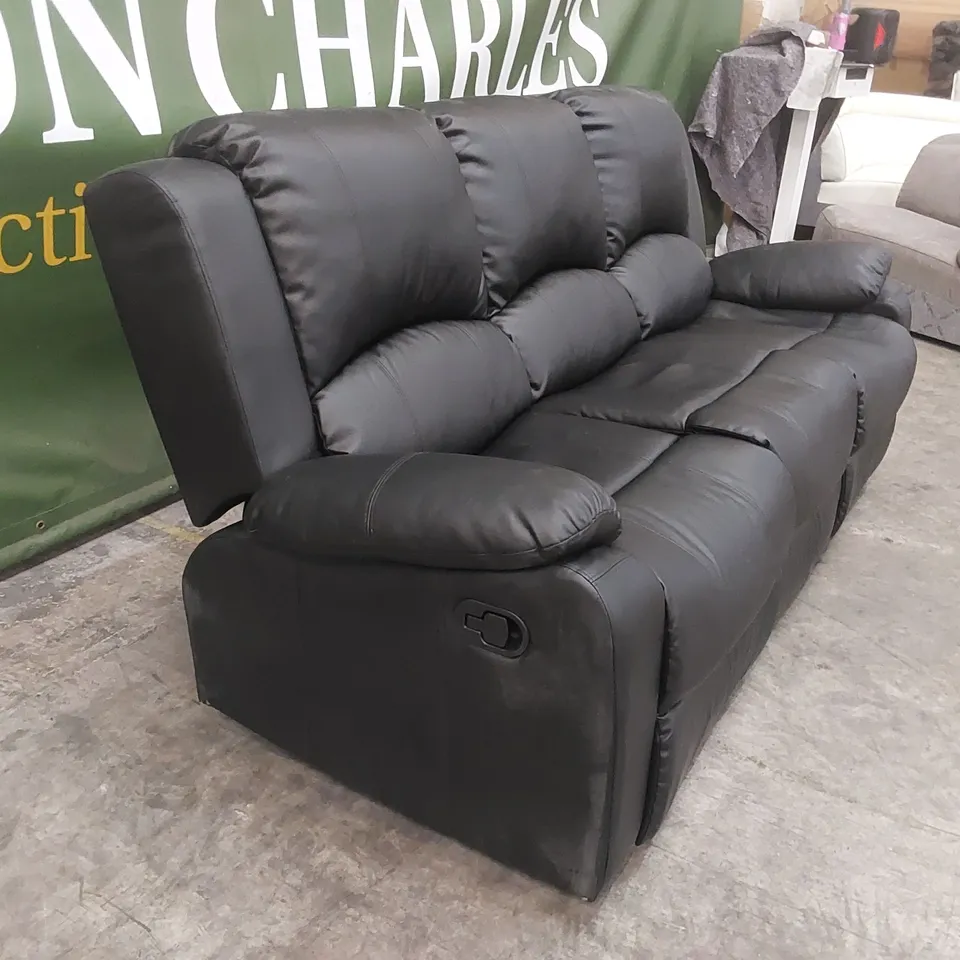QUALITY DESIGNER MANERVIS 3 SEATER MANUAL RECLINING FAUX LEATHER SOFA 