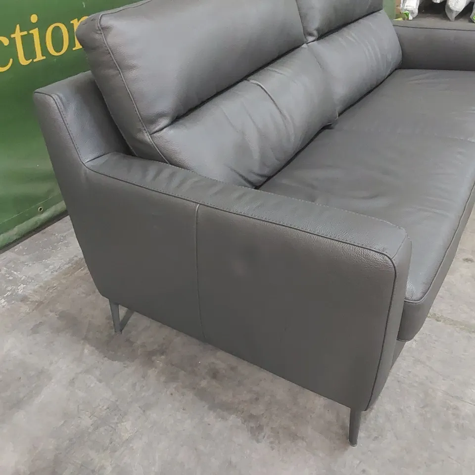 QUALITY DESIGNER ITALIAN MADE ALESSANDRO LARGE 3 SEATER LEATHER UPHOLSTERED SOFA - ANTHRACITE GREY