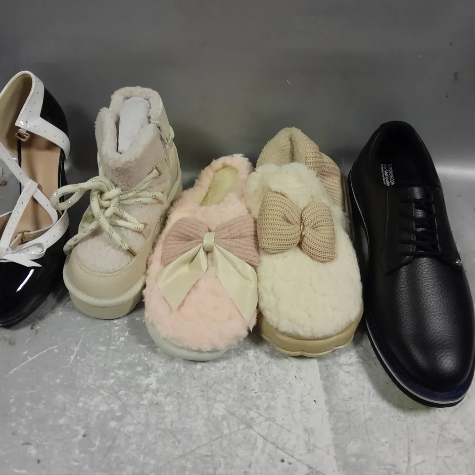 BOX OF APPROXIMATELY 10 PAIRS OF ASSORTED SHOES IN VARIOUS COLOUR, STYLES AND SIZES