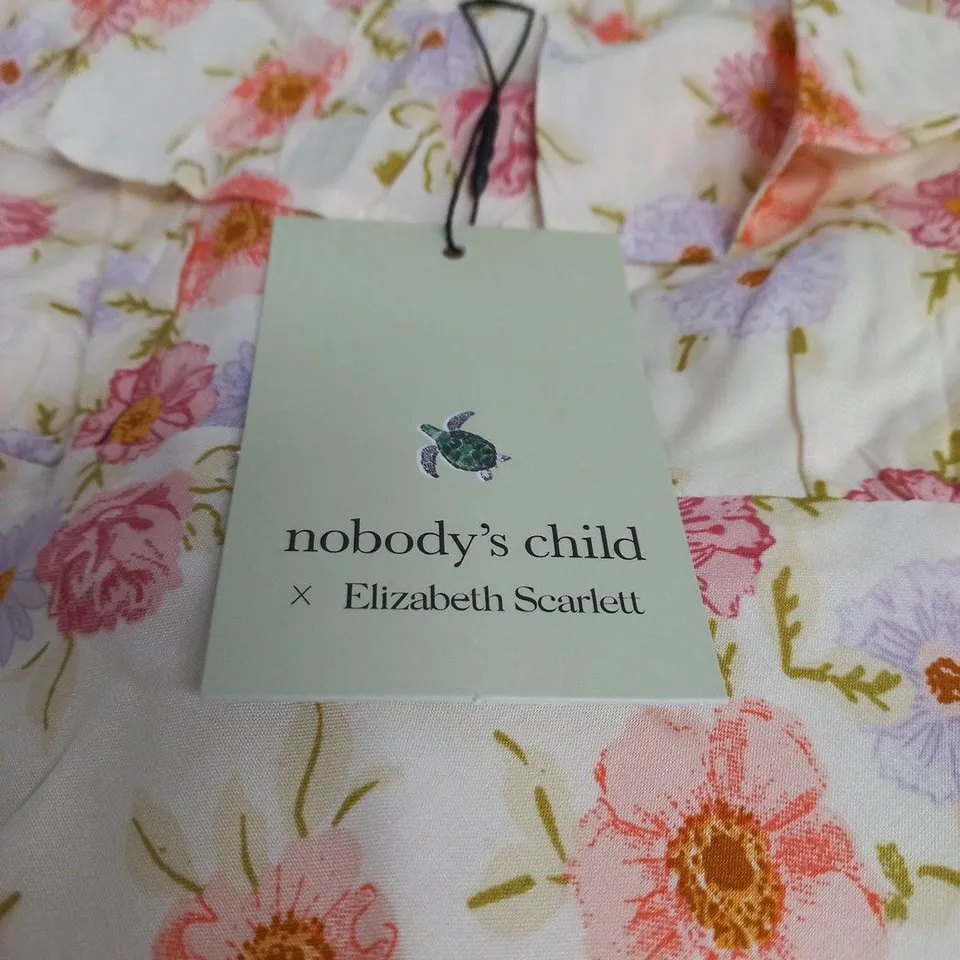 NOBODY'S CHILD × ELIZABETH SCARLETT LIBBY MIDI DRESS – YELLOW FLORAL, UK12