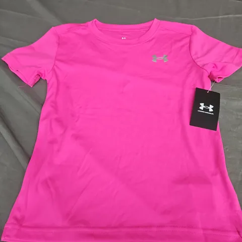 UNDER ARMOUR TECH CARGO TSHIRT, PINK - UK SIZE 6-7 YEARS
