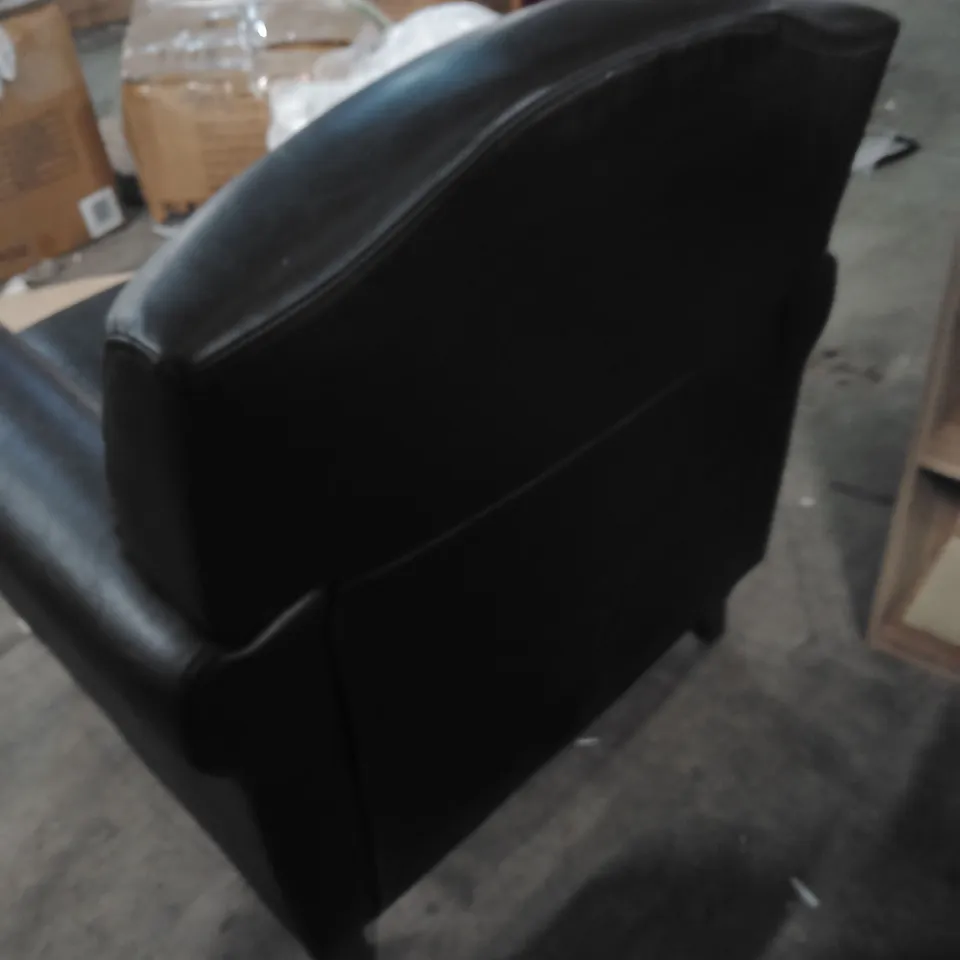 LEATHER ARMCHAIR WITH BRASS STUD DETAILING – NAVY