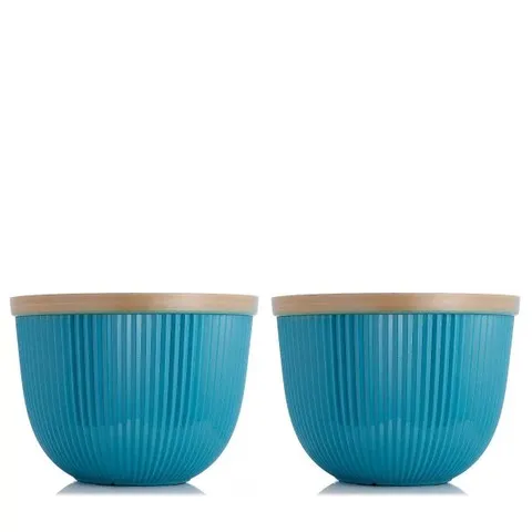 GRUMPY GARDENER SET OF 2 BAROS PLANTERS - BLUE