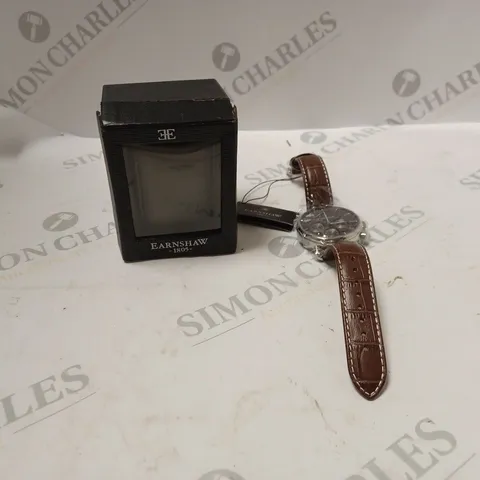 EARNSHAW 1805 BROWN LEATHER, BLACK FACE WATCH