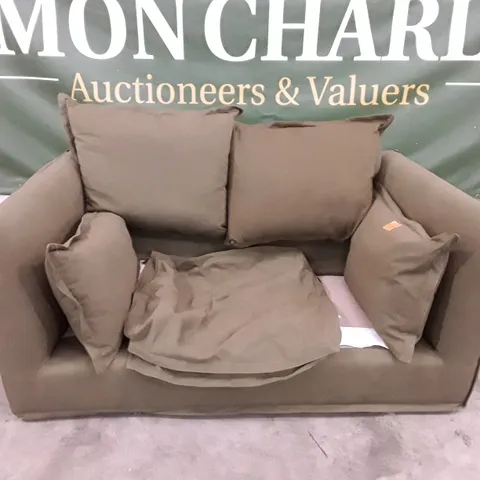 QUALITY DESIGNER BLENHEIM 2 SEATER SOFA - OLIVE FABRIC