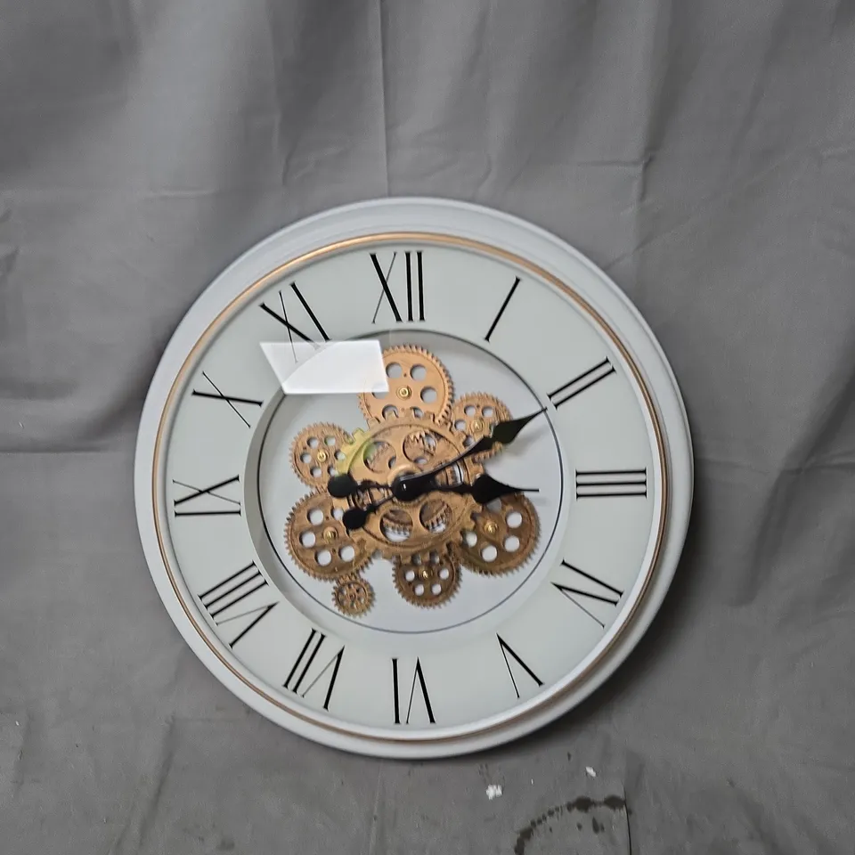 ROUND SKELETON GEAR WALL CLOCK WITH ROMAN NUMERALS