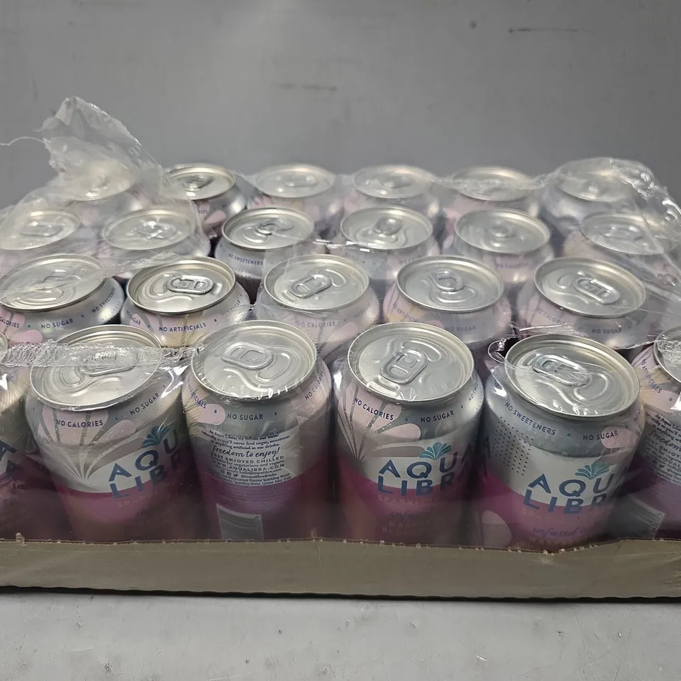 PACK OF APPROXIMATELY 20 AQUA LIBRA SPARKLING WATER RASPBERRY & BLACKCURRANT 