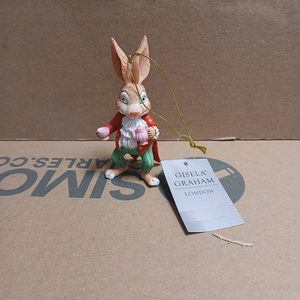 6 X GISELA GRAHAM MAD MARCH HARE HANGING DECORATIONS BOXED