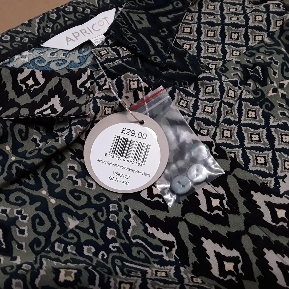 APRICOT IKAT PATCHWORK HANKY HEM DRESS - XXL