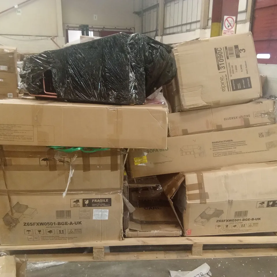 PALLET OF ASSORTED INCOMPLETE FURNITURE PARTS AND PIECES