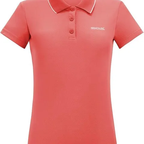 BRAND NEW REGATTA WOMENS MAVERICK V POLO SHIRT IN PEACH BLOOM - UK 16