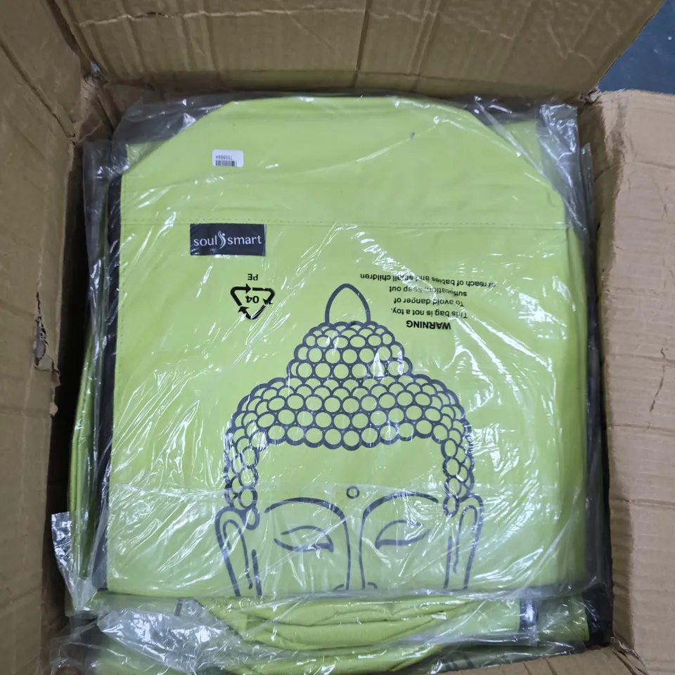 BOX OF APPROXIMATELY 50 SOULSMART BUDDHA PRINT LIME GREEN BAGS