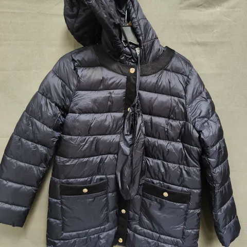 MICHAEL KORS NAVY QUILTED HOODED PUFFER JACKET – WOMEN’S, SIZE S
